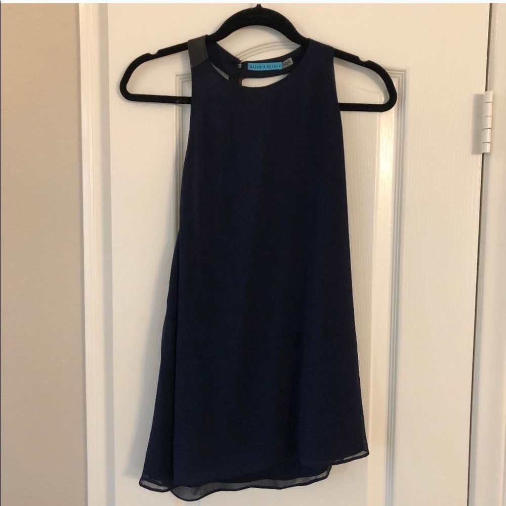 Alice & Olivia Navy T back halter top
